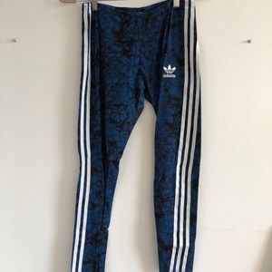 Adidas side stripe floral print leggings
